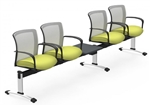 Global Vion 4 Person Mesh Back Beam Chair with USB and AC Inputs