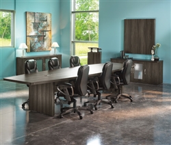 Aberdeen Gray Steel Finished 12' Boat Shaped Conference Table ACTB12LGS by Mayline