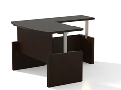 Mayline Aberdeen 72"W Height Adjustable Bow Front L-Desk AT56