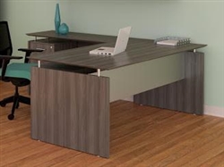 Gray Steel Finished Straight Front Medina Desk with Return and Pedestal by Mayline
