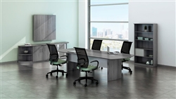 Medina 8' Gray Steel Laminate Conference Table with Optional Power by Mayline