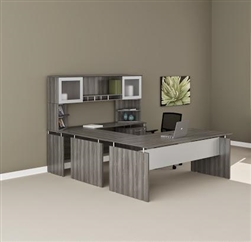 Medina Gray Steel Wood Finished Straight Front U Desk MNT39LGS by Mayline