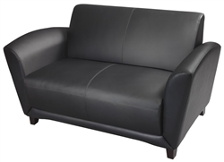 Santa Cruz Series Black Leather Office Settee by Mayline