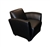 Santa Cruz Black Leather Lounge Chair with Wheels by Mayline