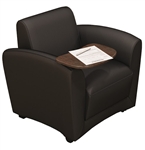 Santa Cruz Mobile Black Leather Lounge Chair with Tablet Arm by Mayline