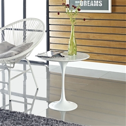 Modway EEI-280 Lippa Collection White Side Table with Marble Top