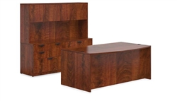 American Dark Cherry Bow Front Desk Configuration in Dark Cherry by Offices To Go