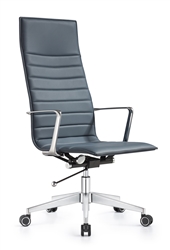 Joe High Back Charcoal Blue Leather Executive Chair by Woodstock Marketing