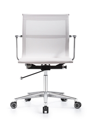 Joan Stylish White Mesh Office Chair with Chrome Frame by Woodstock