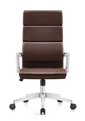 Jimi High Back Brown Leather Professional Executive Chair with Chrome Frame