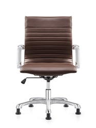 Janis Ribbed Back Brown Leather Side Chair by Woodstock Marketing