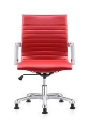 Janis Ribbed Back Red Leather Side Chair by Woodstock Marketing