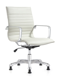 Janis Ribbed Back White Leather Side Chair by Woodstock Marketing