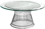 Santana Series Contemporary Glass Coffee Table with Metal Base