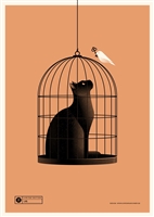 Cat Cage (orange) Art Print by Simon Marchner