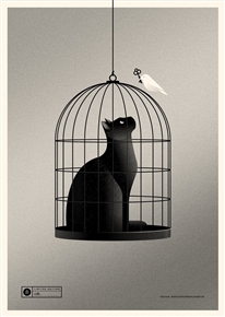 Cat Cage (silver) Art Print by Simon Marchner