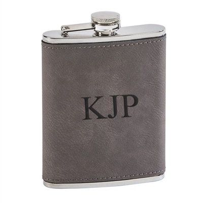 Vegan Leather Grey Flask