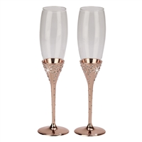 "Galaxy" Rose Gold Champagne Flutes