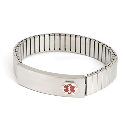 Men's Stainless Steel Medilog ID Bracelet with Compartment Plaque & Expansion Band