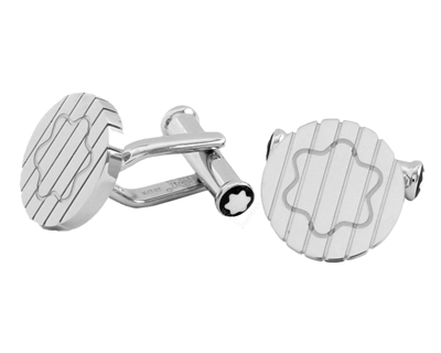 Montblanc Round Stainless Steel With Snowcap Emblem Cufflinks