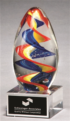 Colorful egg-shaped art glass award