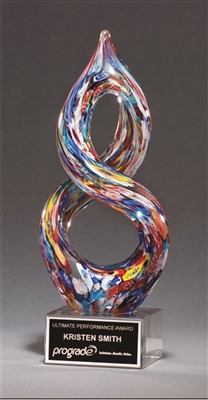 Helix-Shaped Multi-Color Art Glass Award