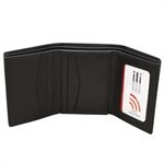 Tri-Fold Men's Black Leather Wallet