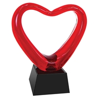 Red Heart Art Glass with Black Base