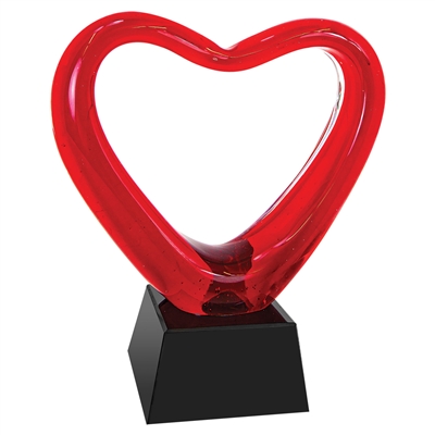 Red Heart Art Glass with Black Base