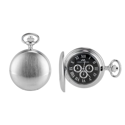 Satin finish silvertone pocket watch