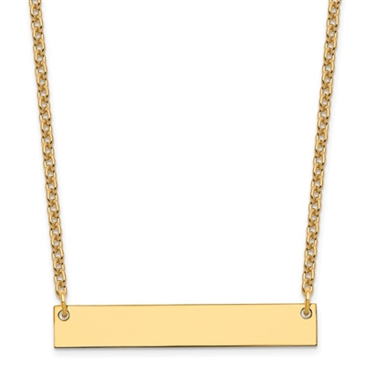 Sterling Silver/Gold-plated Medium Polished Blank Bar Necklace