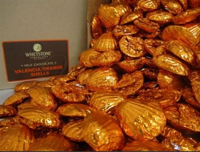 Bulk Milk Chocolate Valencia Orange Shells in 5lb Box