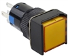 YuCo YC-16I-MAIN-FY-6 16mm Square Illuminated 5-Pin Push Button - Maintained - 12V AC/DC - Yellow