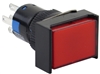 YuCo YC-16I-MOM-JR-2 16mm Rectangular Illuminated 5-Pin Push Button - Momentary - 110V AC/DC - Red