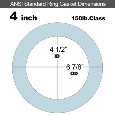 Teadit 1082SAN NSF61 Ring Gasket - 150 Lb. - 1/16" Thick - 4" Pipe