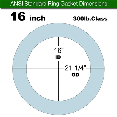 Teadit 1082SAN NSF61 Ring Gasket - 300 Lb. - 1/8" Thick -  16" Pipe