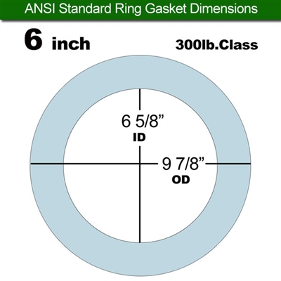Teadit 1082SAN NSF61 Ring Gasket - 300 Lb. - 1/8" Thick -  6" Pipe