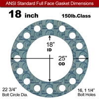 Garlock 3000 NBR Full Face Gasket - 150 Lb. - 1/16" Thick - 18" Pipe