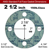 Garlock 3000 NBR Full Face Gasket - 150 Lb. - 1/16" Thick - 2-1/2" Pipe