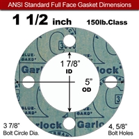 Garlock 3000 NBR Full Face Gasket - 150 Lb. - 1/8" Thick - 1-1/2" Pipe