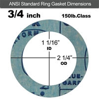 Garlock 3000 NBR Ring Gasket - 150 Lb. - 1/16" Thick - 3/4" Pipe