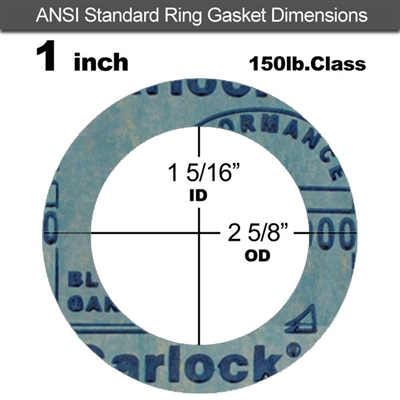 Garlock 3000 NBR Ring Gasket - 150 Lb. - 1/16" Thick - 1" Pipe