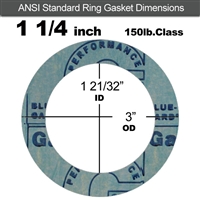 Garlock 3000 NBR Ring Gasket - 150 Lb. - 1/16" Thick - 1-1/4" Pipe