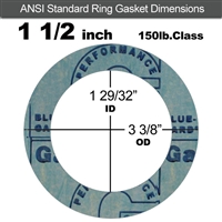 Garlock 3000 NBR Ring Gasket - 150 Lb. - 1/16" Thick - 1-1/2" Pipe