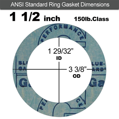 Garlock 3000 NBR Ring Gasket - 150 Lb. - 1/16" Thick - 1-1/2" Pipe