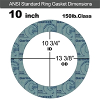 Garlock 3000 NBR Ring Gasket - 150 Lb. - 1/16" Thick - 10" Pipe