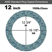 Garlock 3000 NBR Ring Gasket - 150 Lb. - 1/16" Thick - 12" Pipe