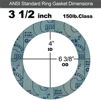 Garlock 3000 NBR Ring Gasket - 150 Lb. - 1/16" Thick - 3-1/2" Pipe