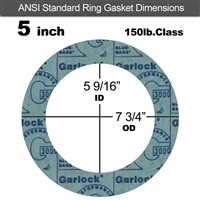 Garlock 3000 NBR Ring Gasket - 150 Lb. - 1/16" Thick - 5" Pipe