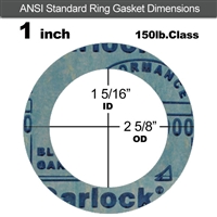 Garlock 3000 NBR Ring Gasket - 150 Lb. - 1/8" Thick - 1" Pipe